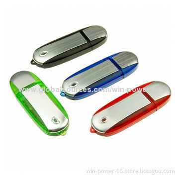 Metal Oval USB Flash Drive with 1 to 128GB Capacity Range, Plastic + Metal Casing
